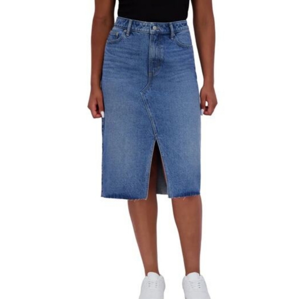 Lucky Brand Front Slit Denim Midi Skirt Blue Size 2/26